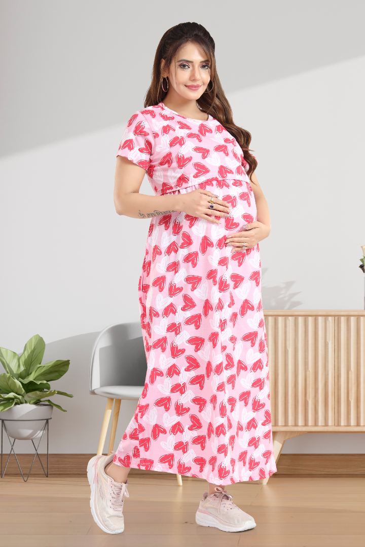 Ballet Pink Printed Feeding Nightie