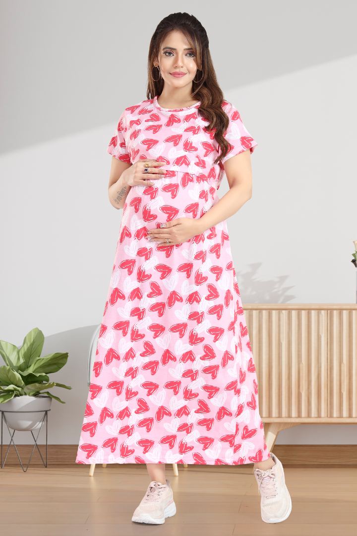 Ballet Pink Printed Feeding Nightie