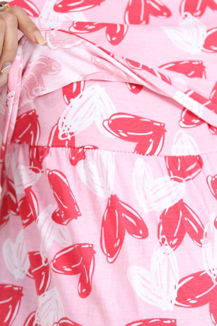 Ballet Pink Printed Feeding Nightie