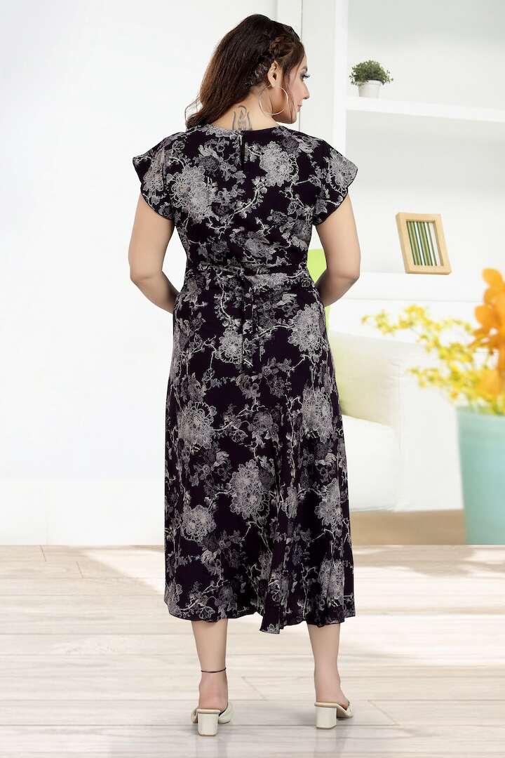 Luscious Plum Printed Nursing Dress