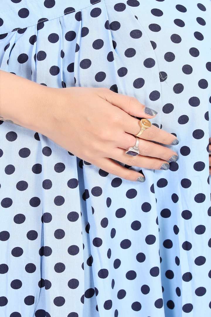 Azzure Blue Polka Dot Feeding Dress