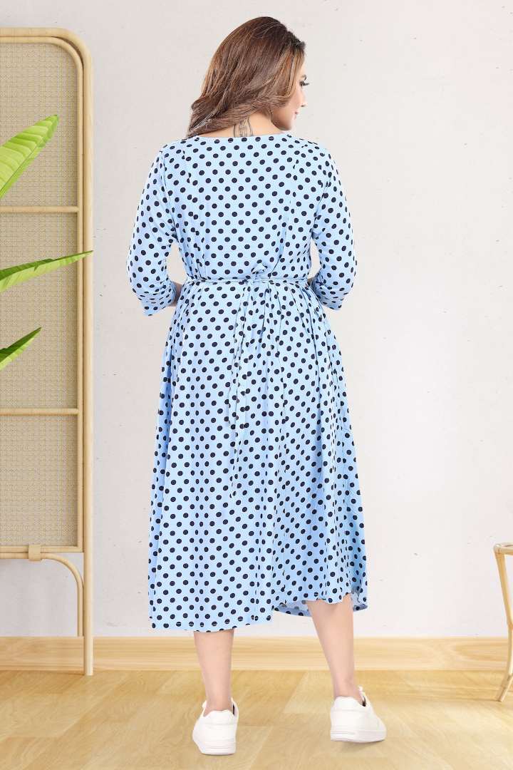 Azzure Blue Polka Dot Feeding Dress
