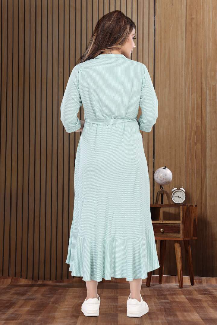 Teal Blue Asymmetric Maternity Dress