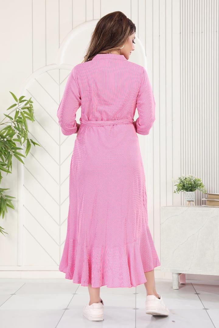 Bubblegum Pink Asymmetric Maternity Dress