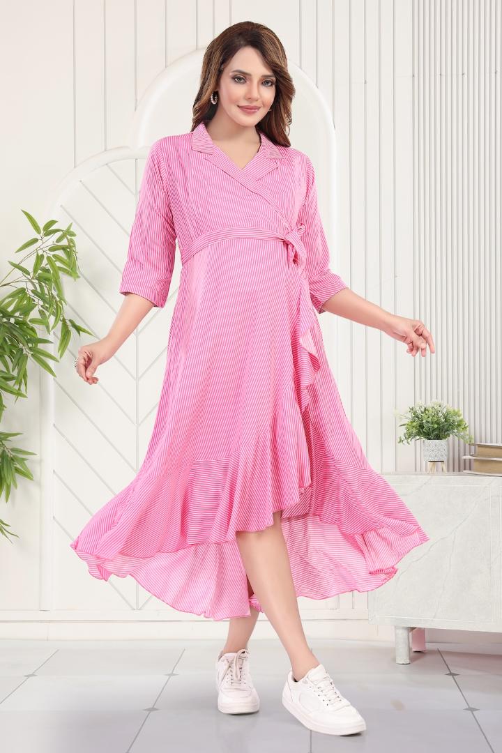Bubblegum Pink Asymmetric Maternity Dress