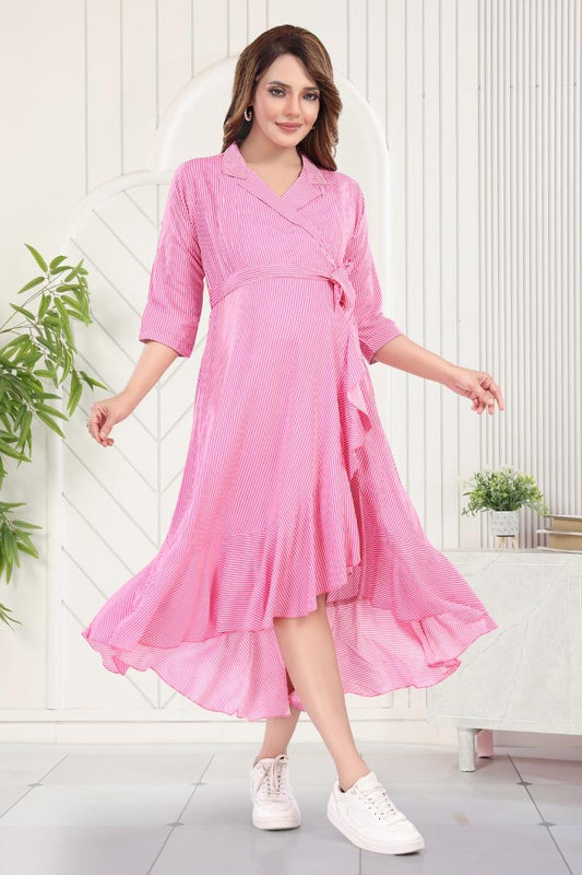 Bubblegum Pink Asymmetric Maternity Dress