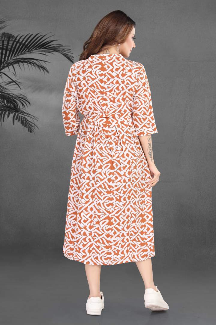 Ochre Yellow Printed Maternity Dress