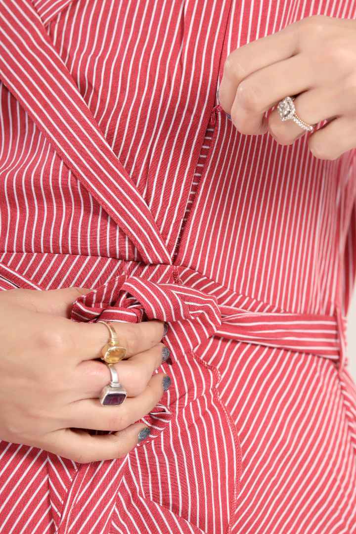 Rosewood Red Asymmetric Maternity Dress