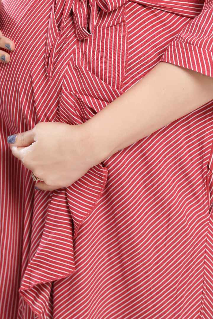 Rosewood Red Asymmetric Maternity Dress