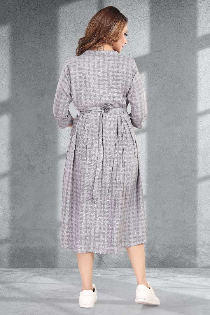 Ash Grey Chequered Feeding Dress