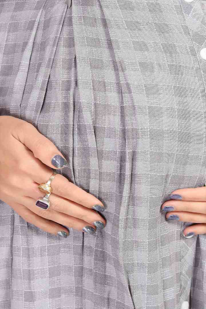 Ash Grey Chequered Feeding Dress