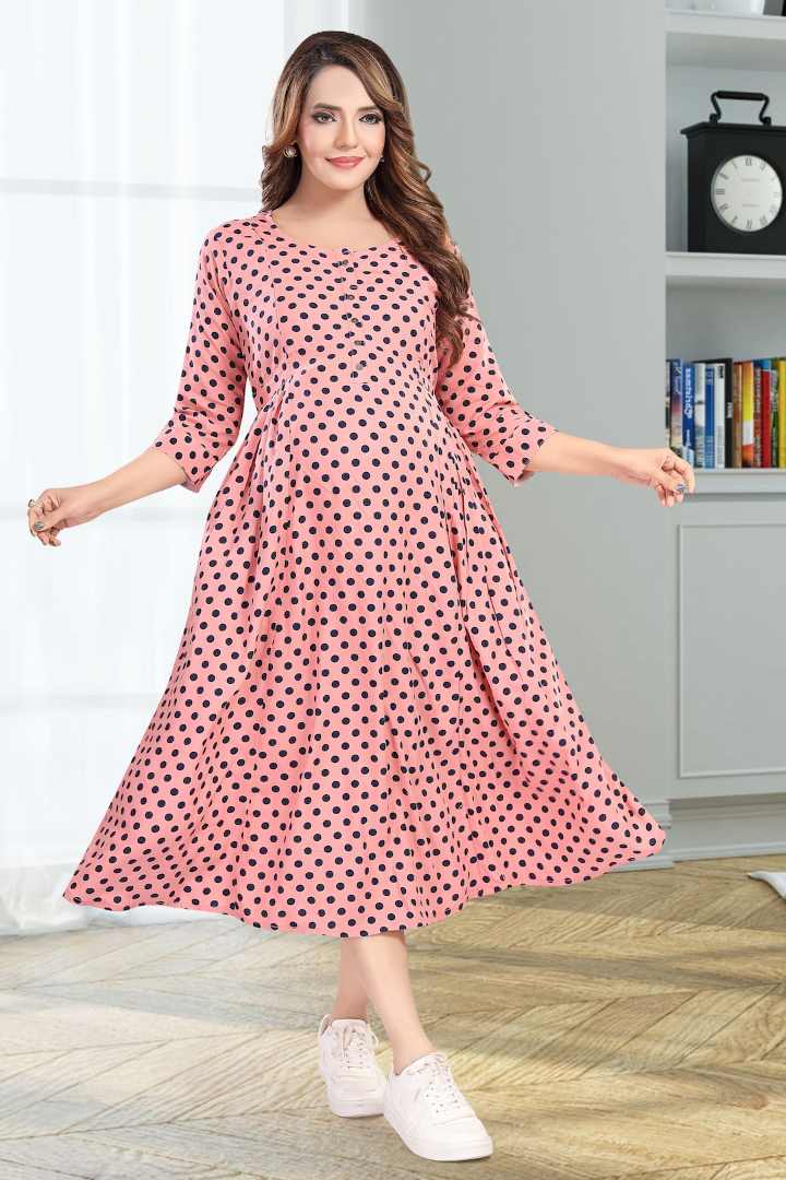 Salmon Pink Polka Dot Feeding Dress