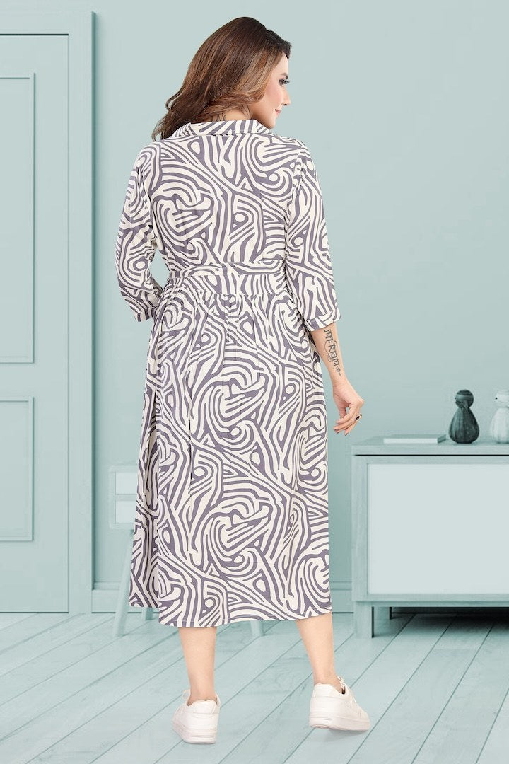 Grey Zebra Print Maternity Dress