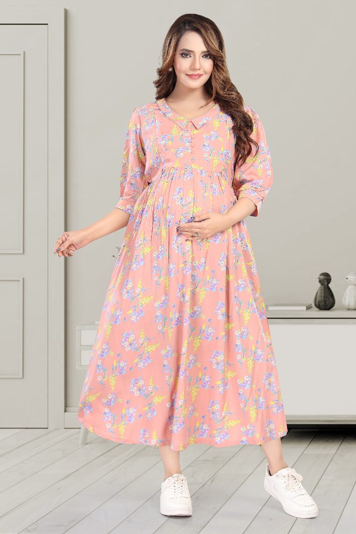 Pink Pearl Maternity Feeding Dress