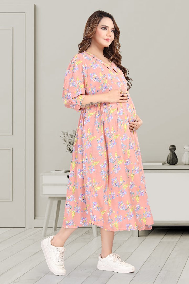 Pink Pearl Maternity Feeding Dress