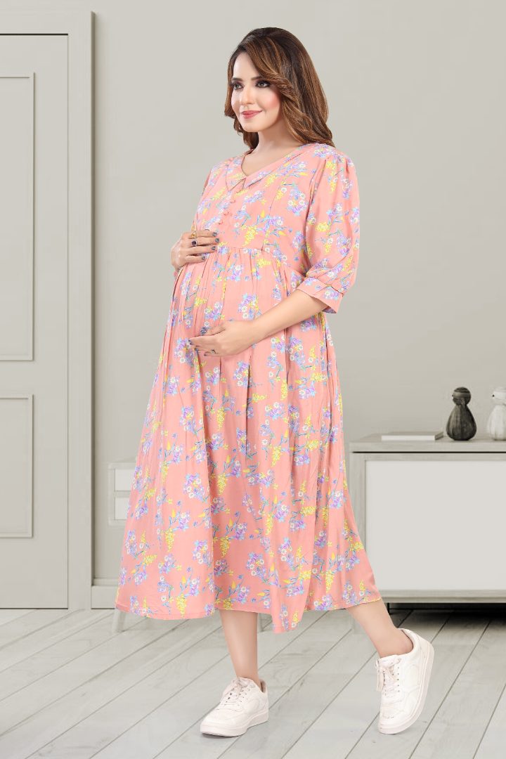 Pink Pearl Maternity Feeding Dress
