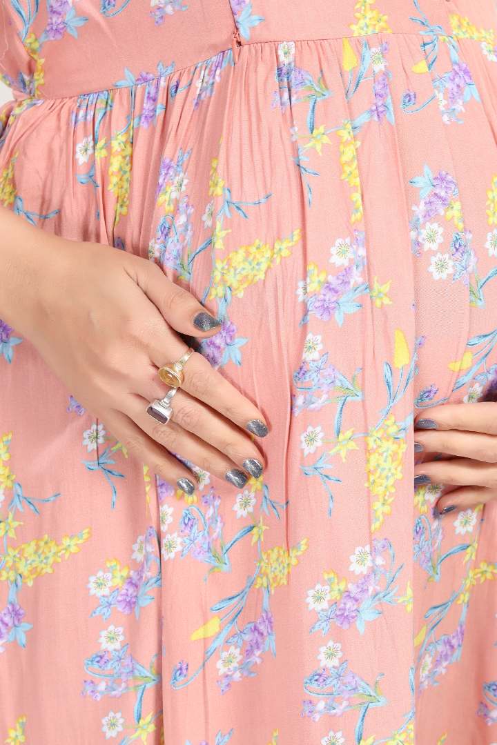 Pink Pearl Maternity Feeding Dress