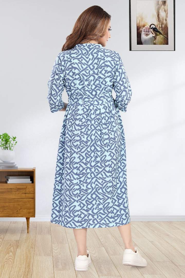 Original Blue Printed Maternity Dress