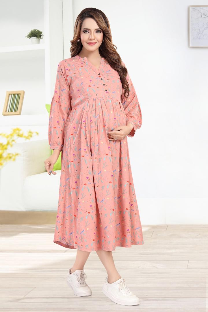 Pale Pink Maternity Feeding Dress