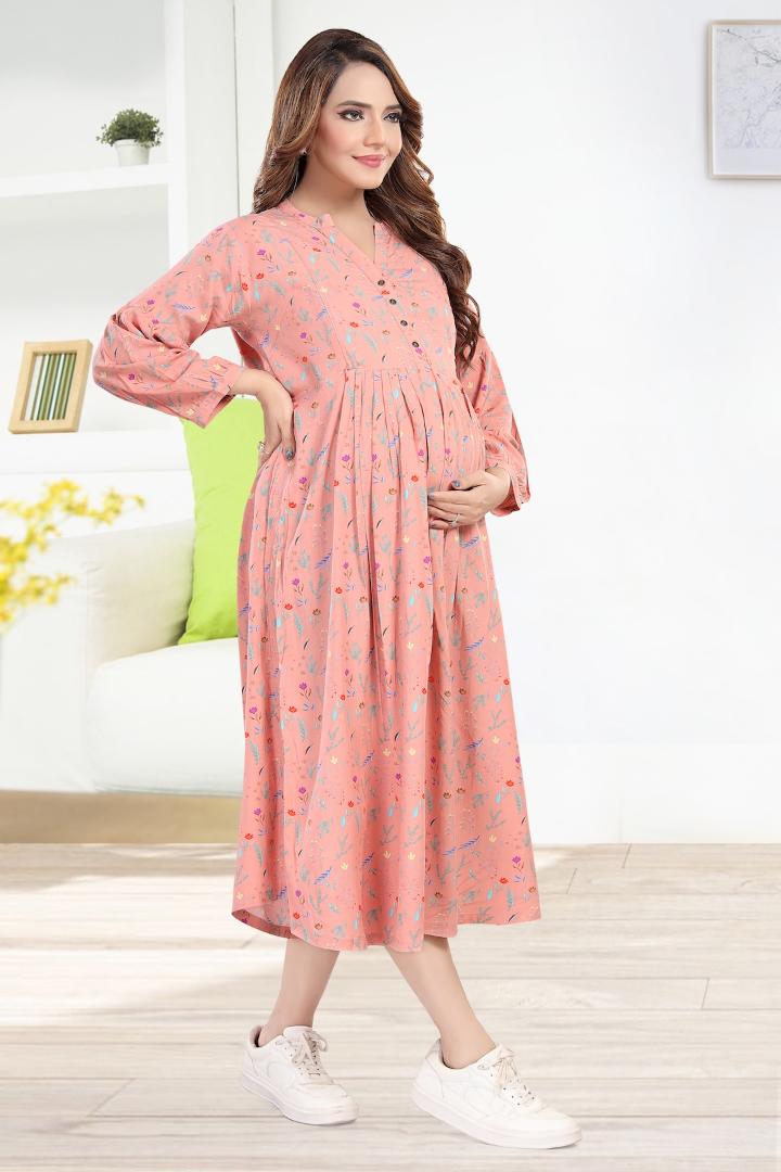 Pale Pink Maternity Feeding Dress