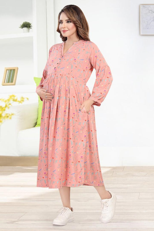 Pale Pink Maternity Feeding Dress