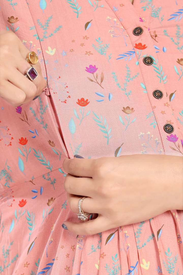 Pale Pink Maternity Feeding Dress