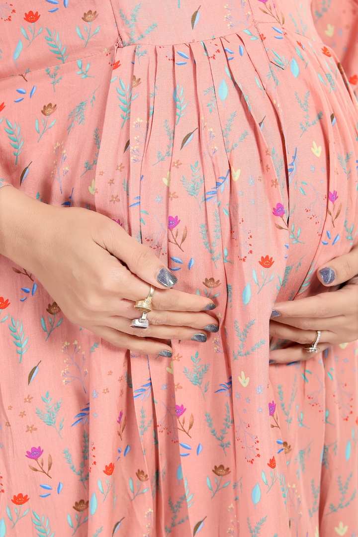 Pale Pink Maternity Feeding Dress