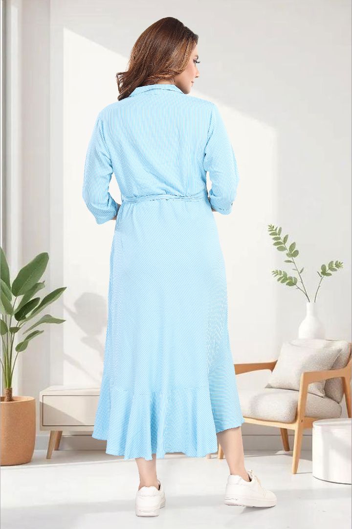 Arctic Blue Asymmetric Maternity Dress