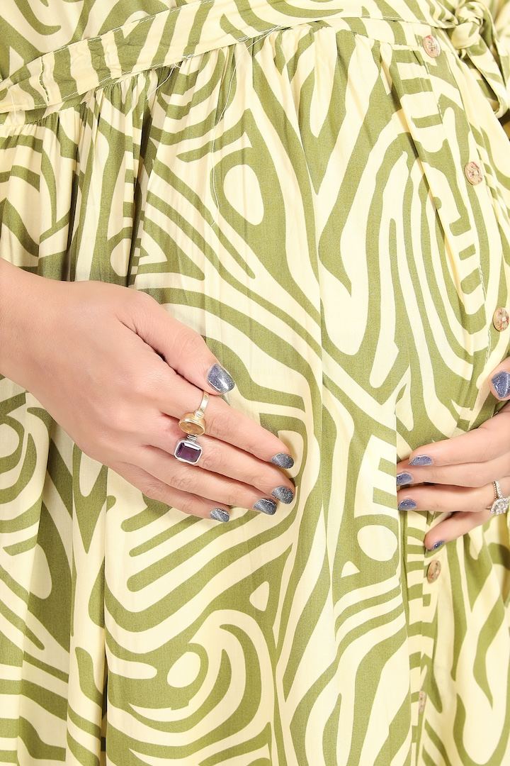 Apple Green Zebra Print Maternity Dress