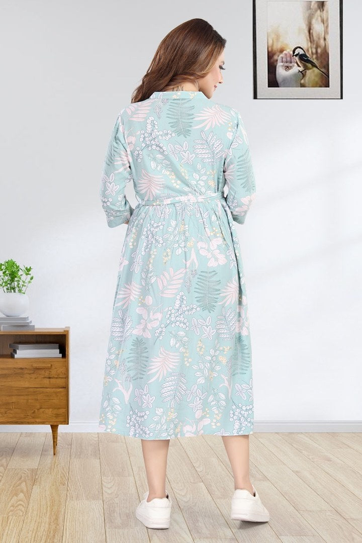 Celestial Blue Printed Maternity Dress
