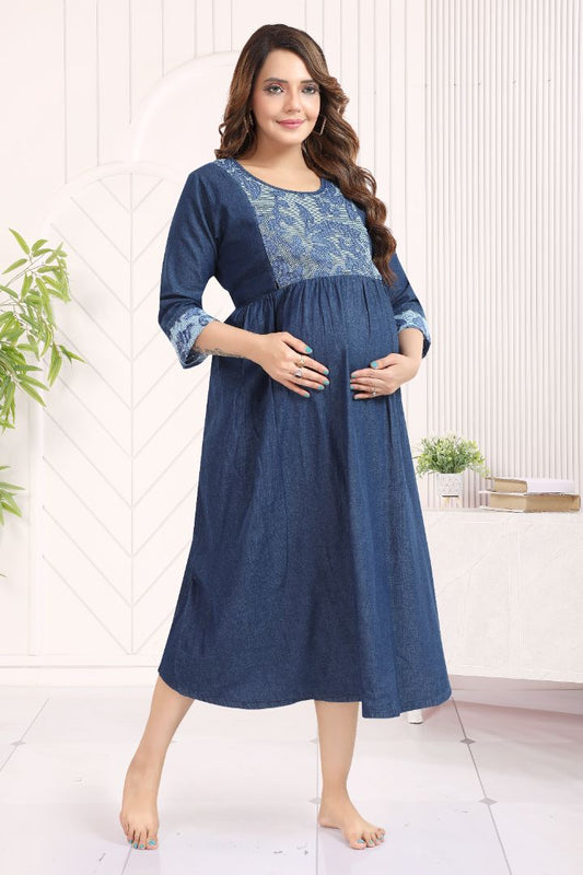 Dark Blue Denim Feeding Kurta