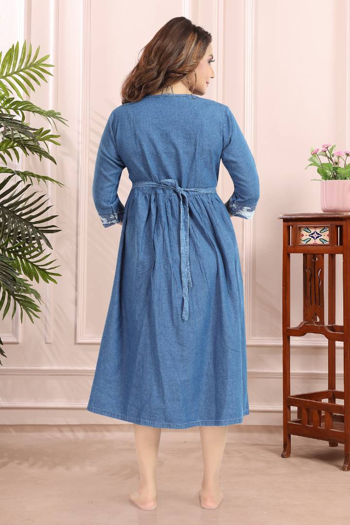 Mid Blue Denim Feeding Kurta