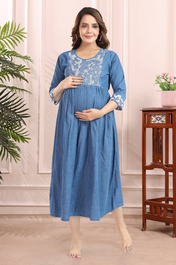 Mid Blue Denim Feeding Kurta