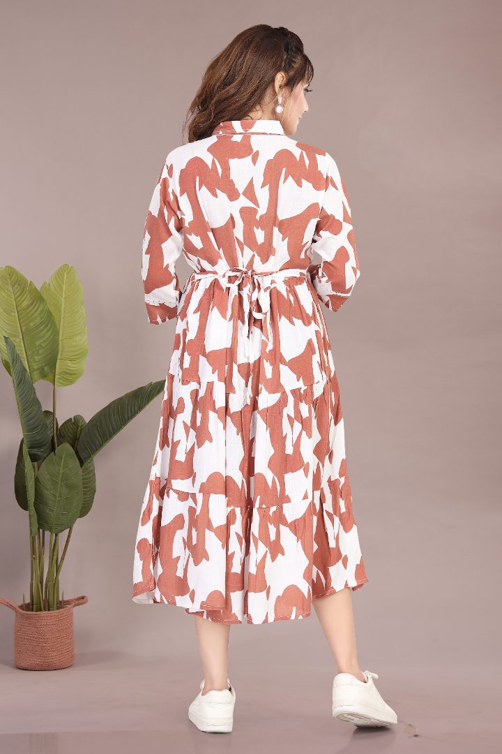 Sandstone Orange Linen Maternity Dress