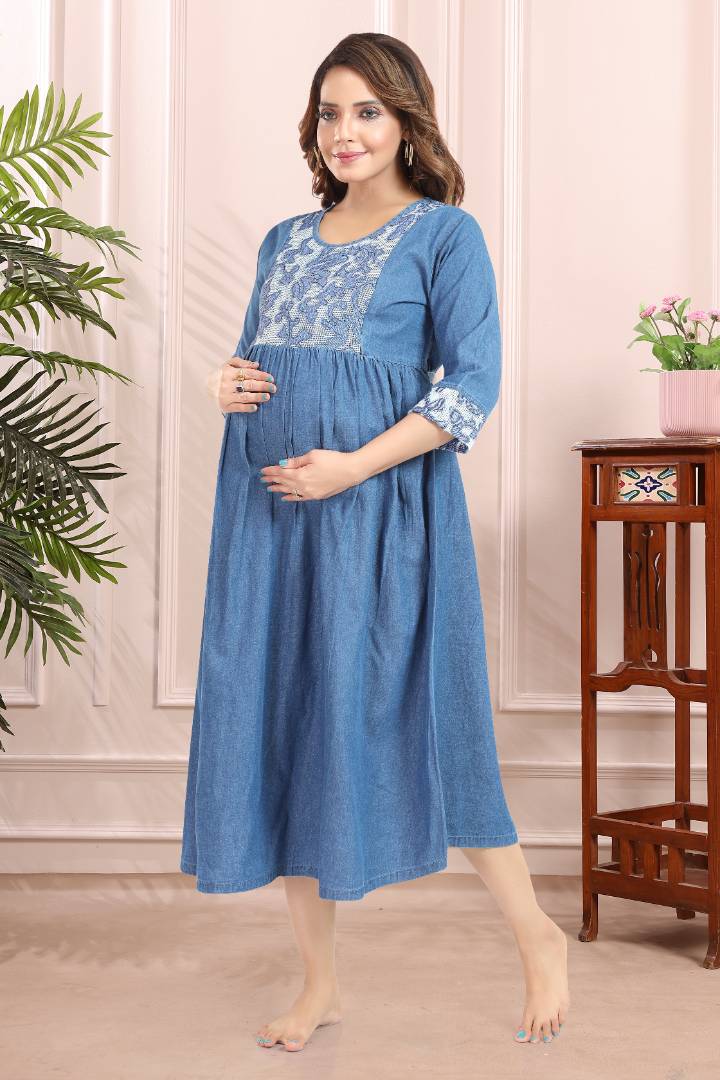 Mid Blue Denim Feeding Kurta