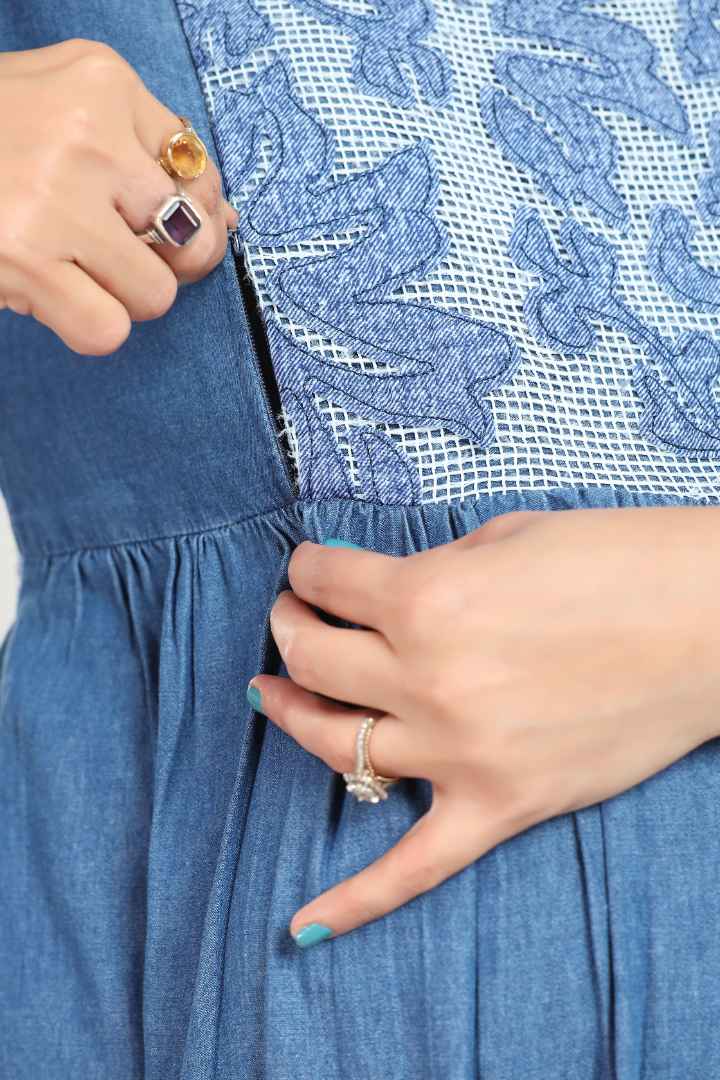 Mid Blue Denim Feeding Kurta