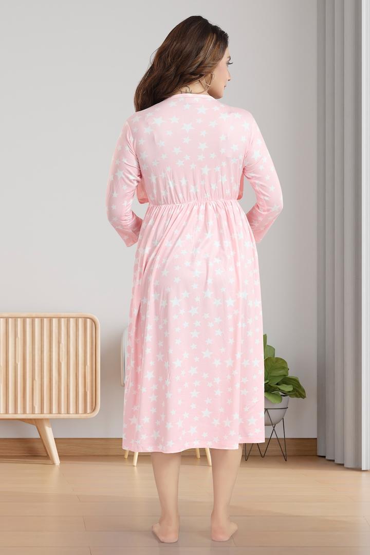Pink Icecream Star Printed Feeding Dress