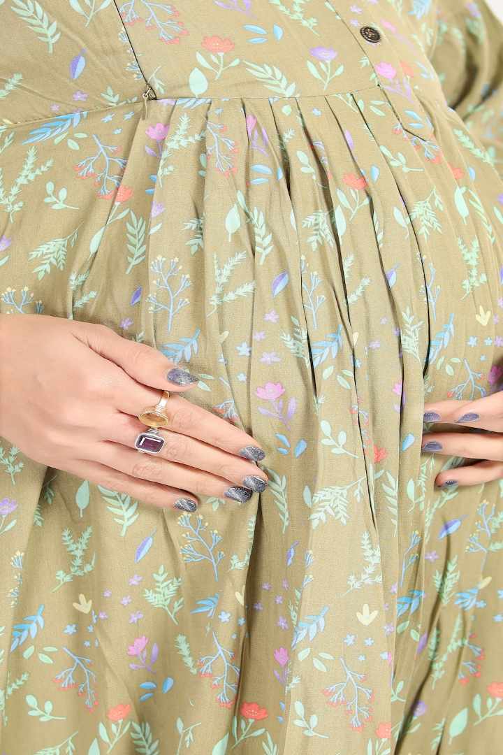 Seafoam Maternity Feeding Dress