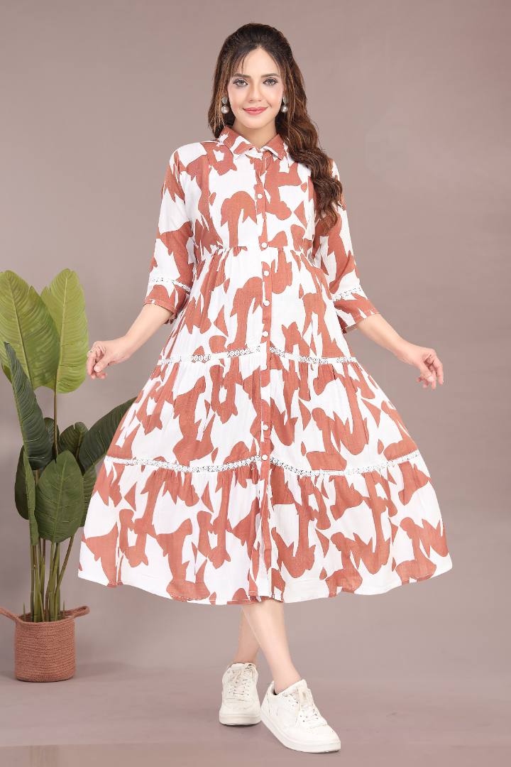 Sandstone Orange Linen Maternity Dress