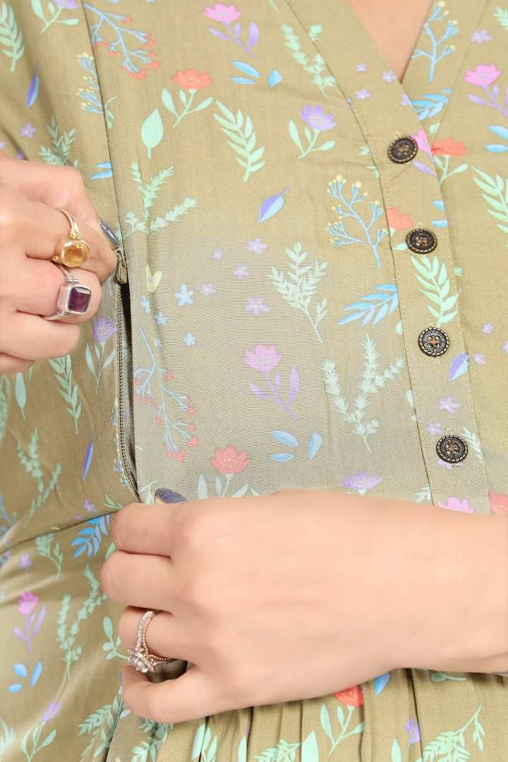 Seafoam Maternity Feeding Dress