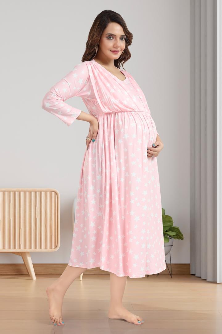 Pink Icecream Star Printed Feeding Dress