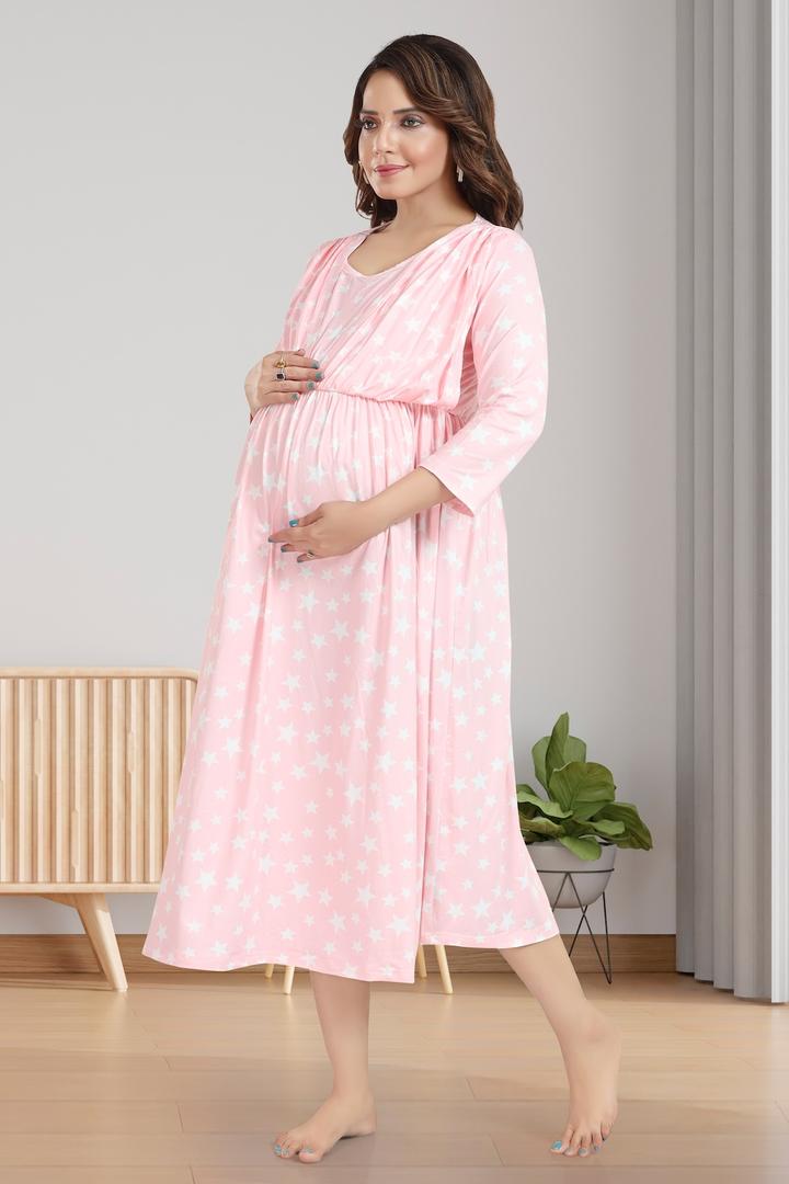 Pink Icecream Star Printed Feeding Dress