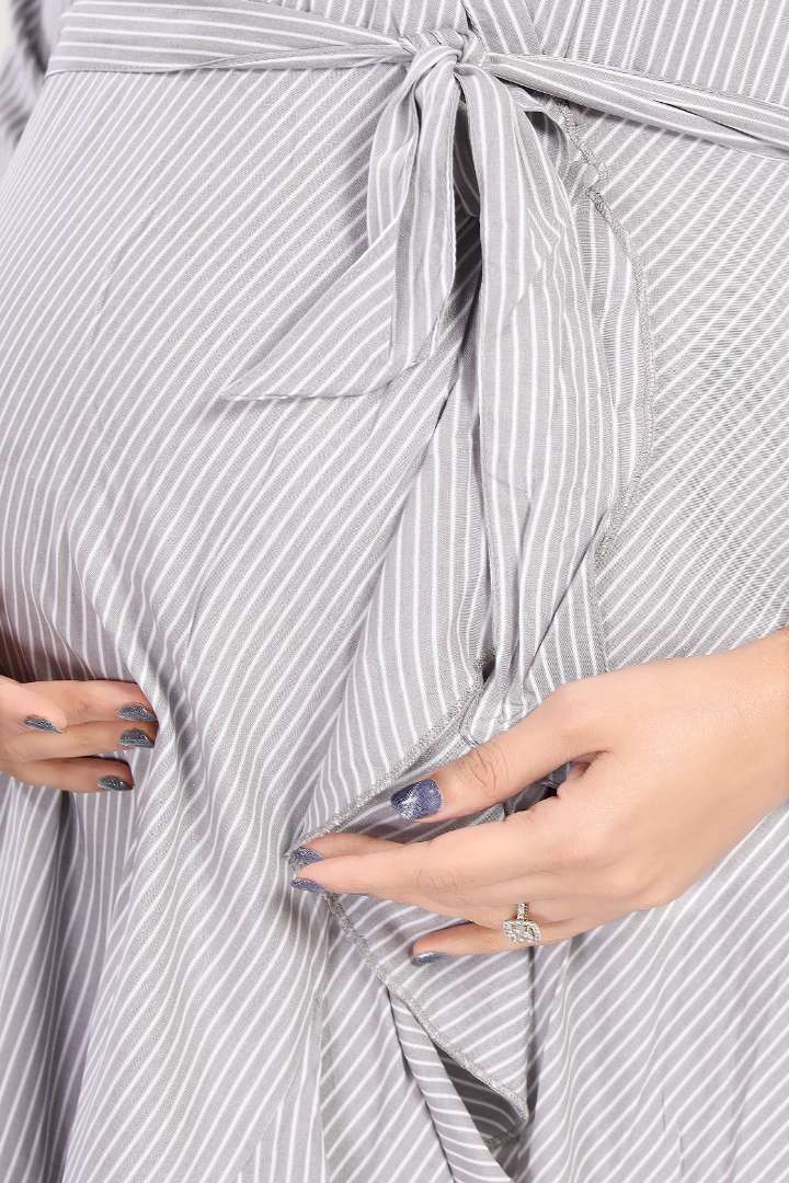 Graphite Grey Asymmetric Maternity Dress