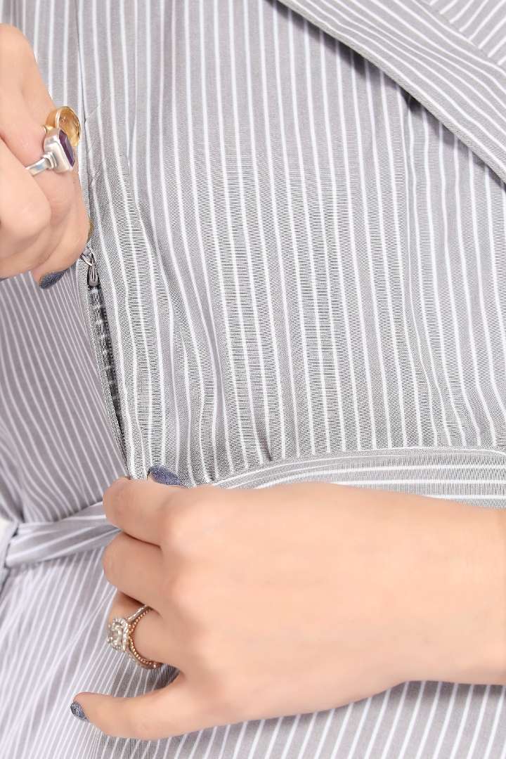 Graphite Grey Asymmetric Maternity Dress