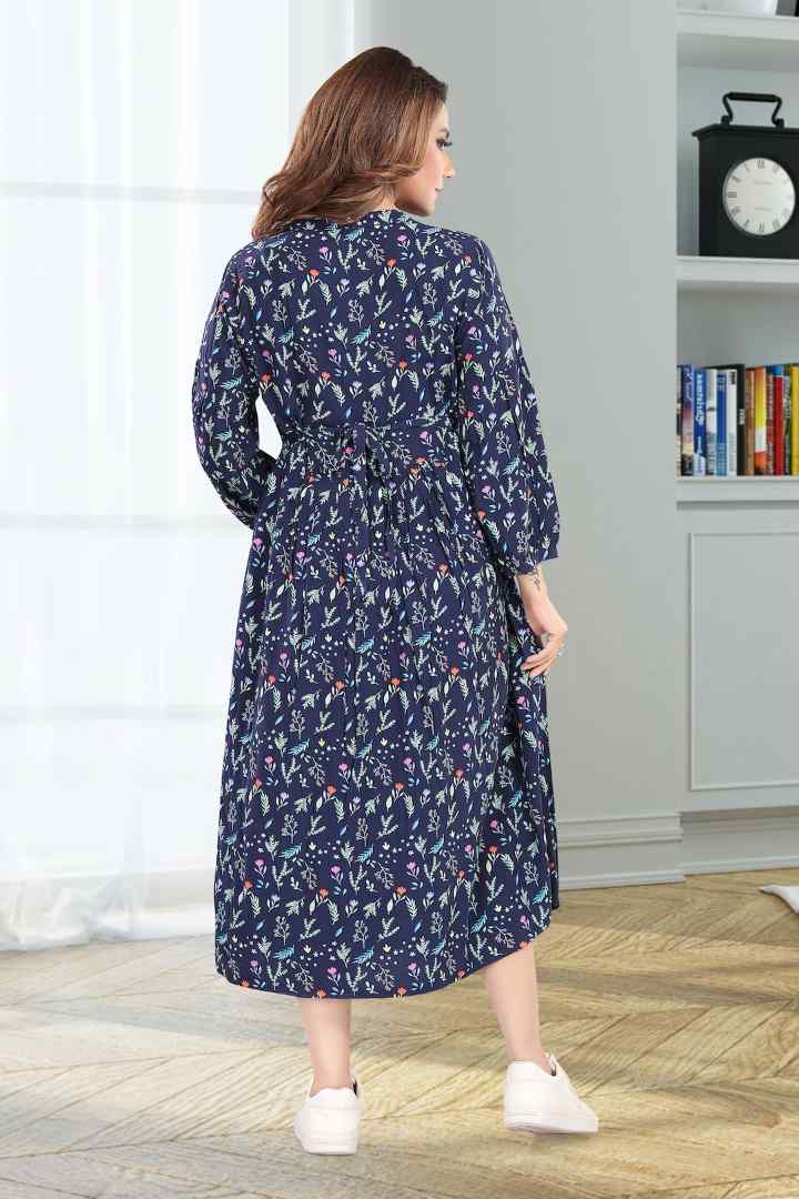 Navy Blue Maternity Feeding Dress