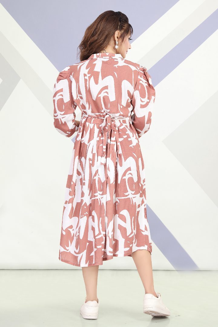 Rusted Orange Linen Maternity Dress