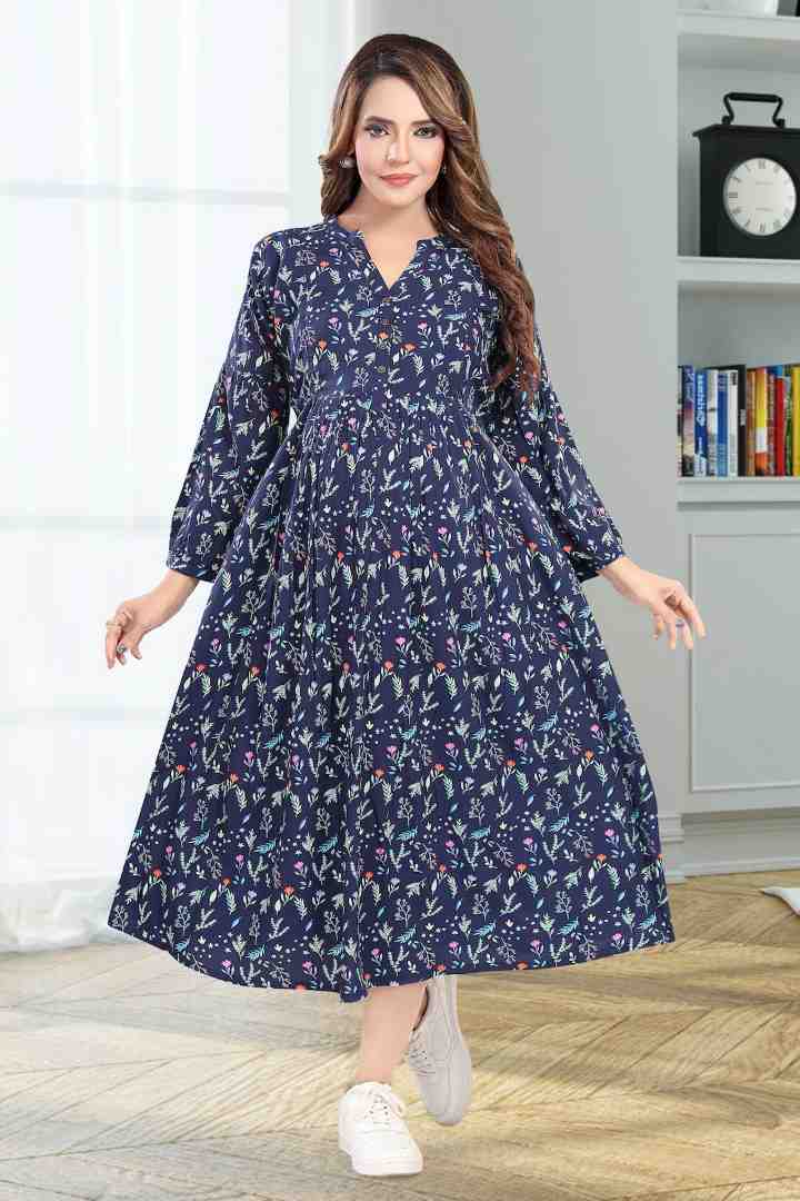 Navy Blue Maternity Feeding Dress