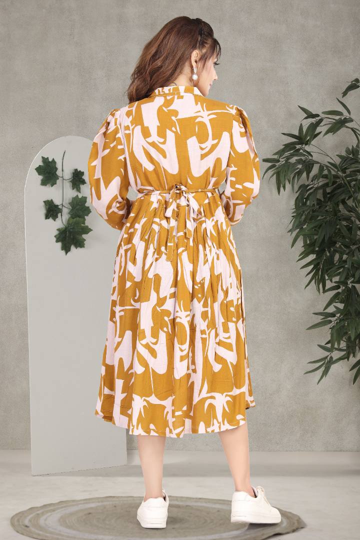 Tuscany Yellow Linen Maternity Dress