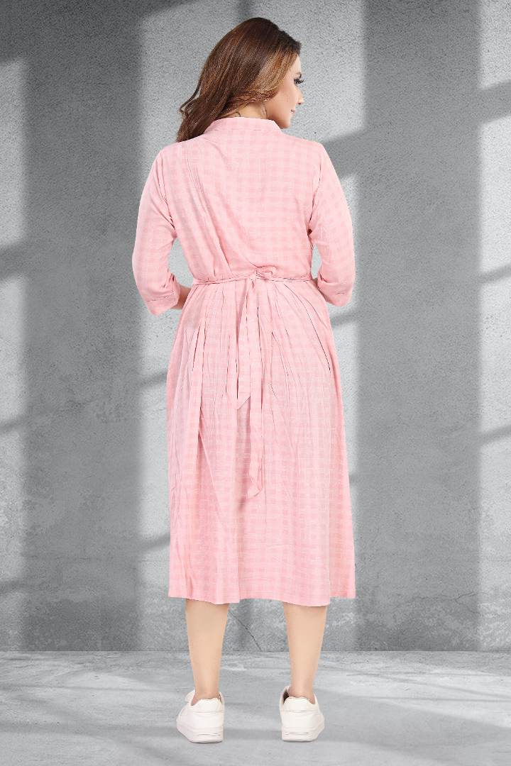 Pastel Pink Chequered Feeding Dress