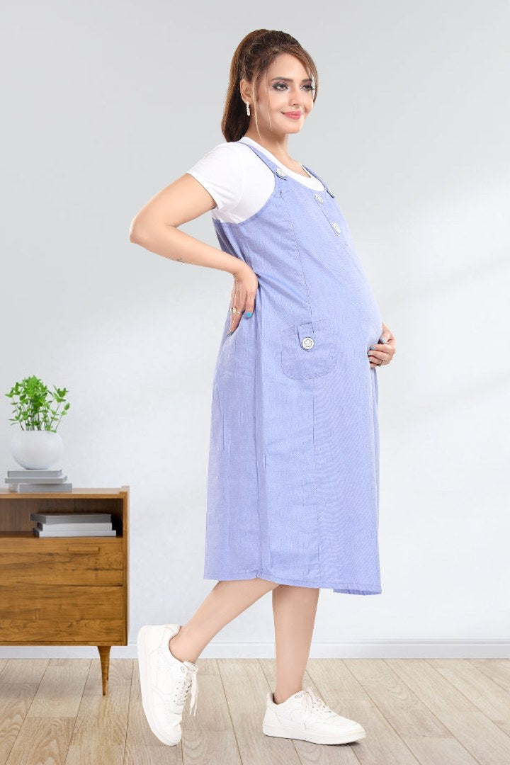 Denim Blue Pinafore Feeding Dress